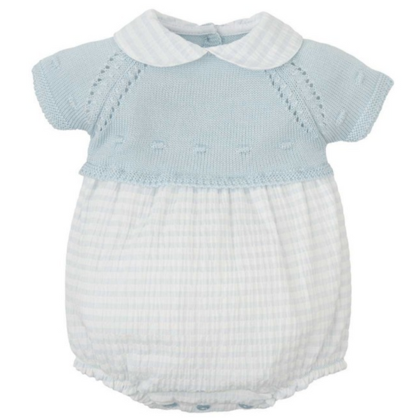 Babidu Peter Pan Collar Romper Sky Blue