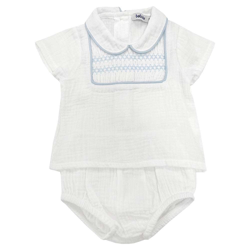 Babidu Cotton 2 Piece Pale Blue/White