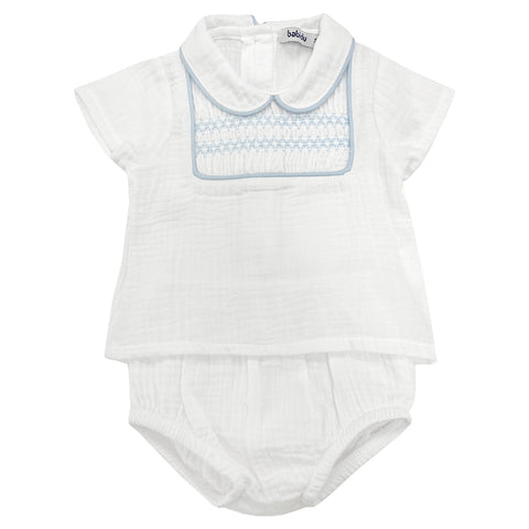 Babidu Cotton 2 Piece Pale Blue/White