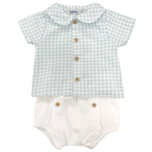 Babidu Check Shirt 2 Piece Mint/White