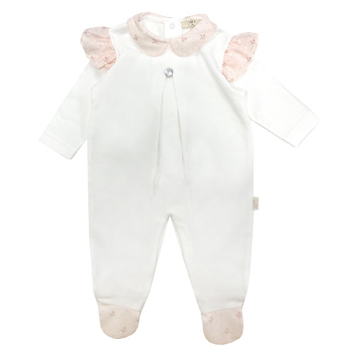 Baby Gi Flora Peter Pan Collar Sleepsuit Ivory