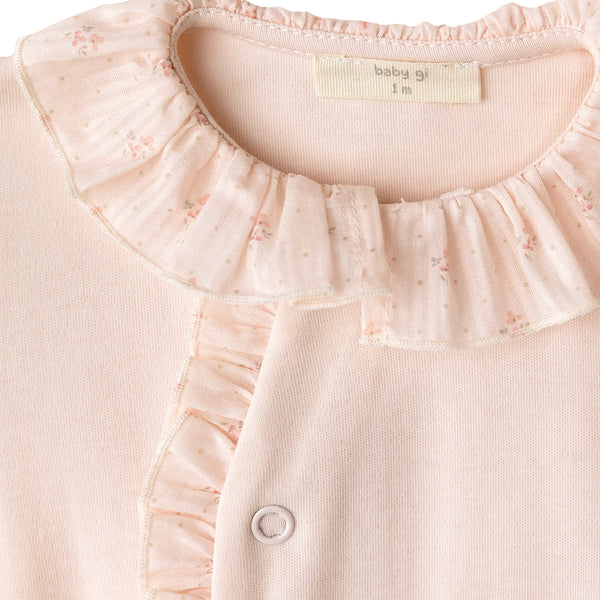 Baby Gi Flora Frill Collar Sleepsuit Pink