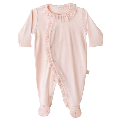 Baby Gi Flora Frill Collar Sleepsuit Pink