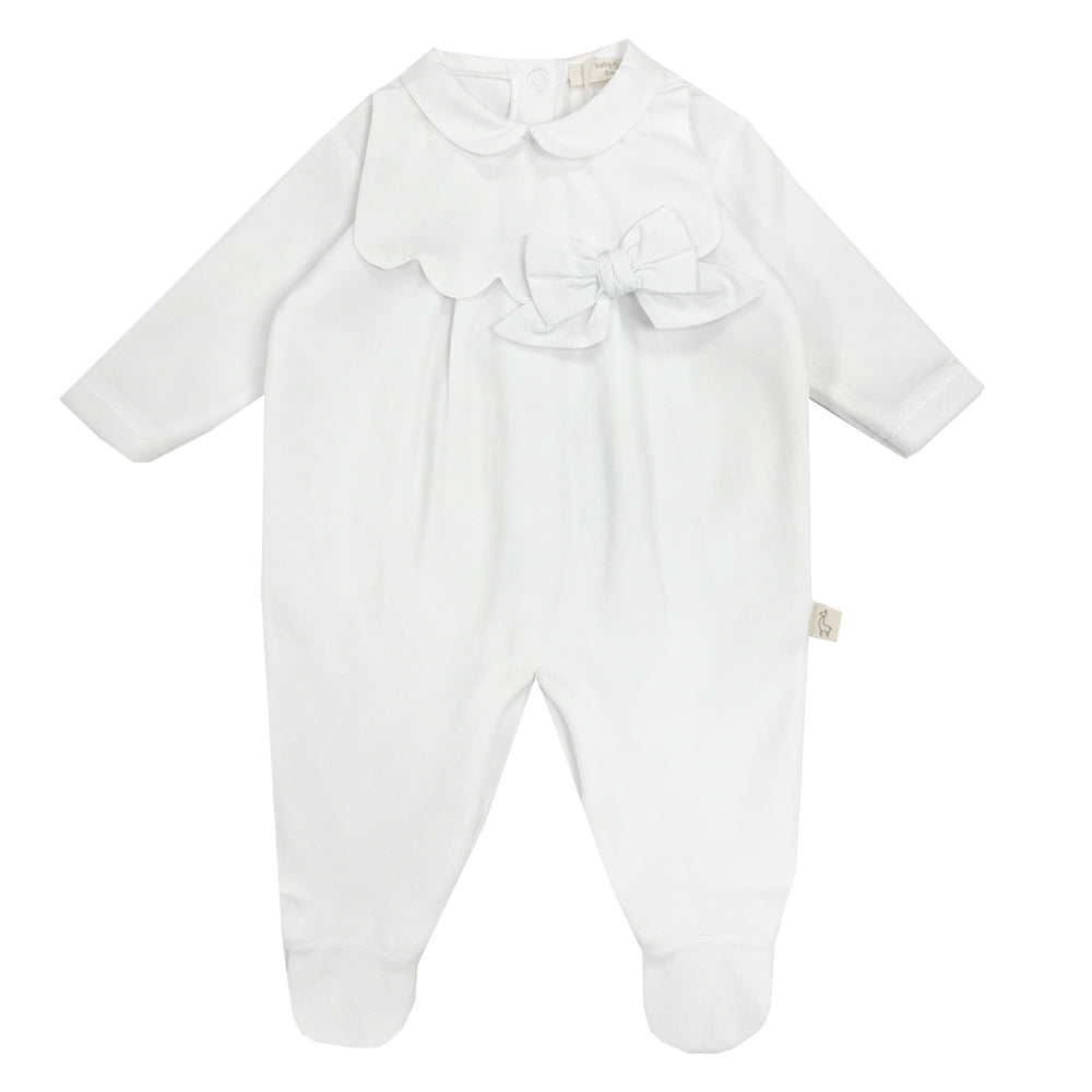 Baby Gi Bow and Scallop Sleepsuit White