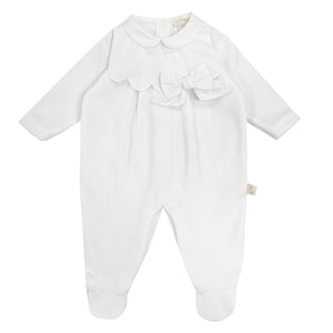 Baby Gi Bow and Scallop Sleepsuit White