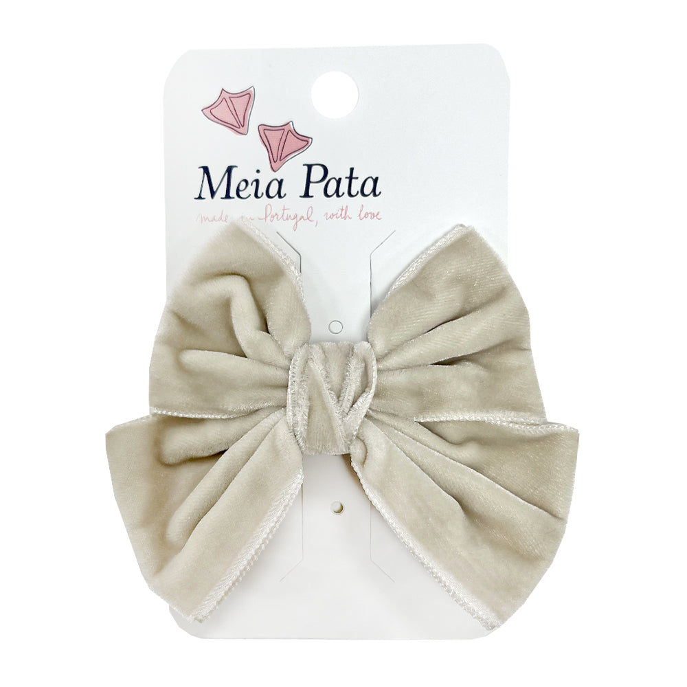 Meia Pata Velvet Bow Clip Champagne