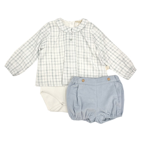 Baby Gi Check Shirt and Shorts Blue/Cream
