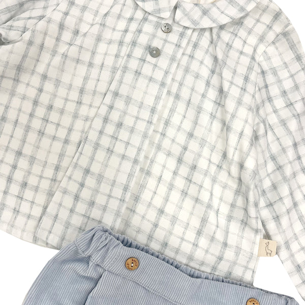Baby Gi Check Shirt and Shorts Blue/Cream