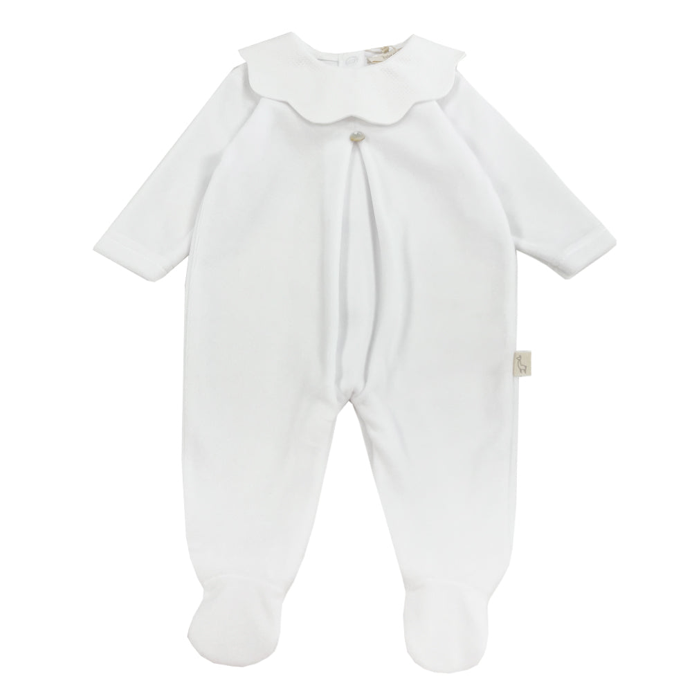 Baby Gi Velour Scallop Collar White