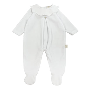 Baby Gi Velour Scallop Collar White