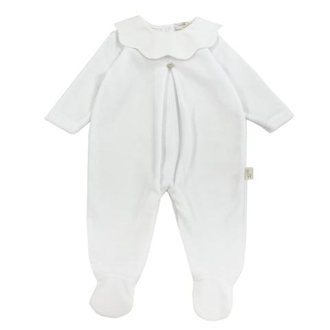 Baby Gi Velour Scallop Collar White