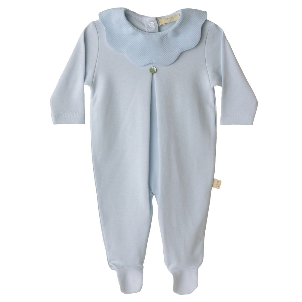 Baby Gi Cotton Scallop Collar Sleepsuit Blue