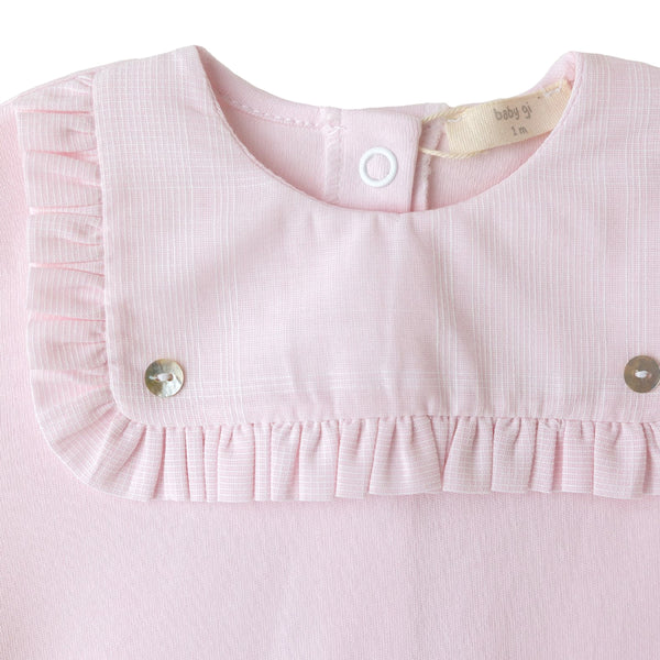 Baby Gi Cotton Frill Bib Front Sleepsuit Pink