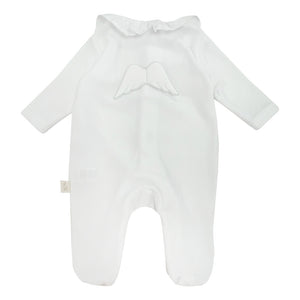 Baby Gi Frill Neck Wings Sleepsuit White