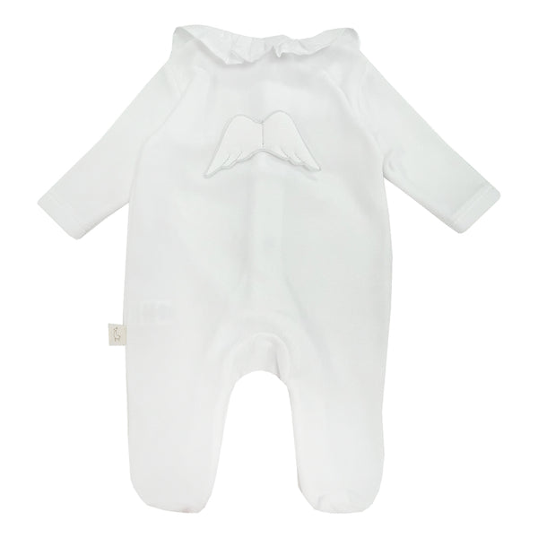 Baby Gi Frill Neck Wings Sleepsuit White