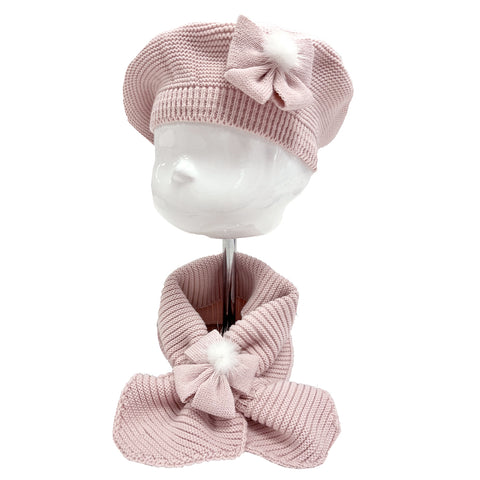 Granlei Beret and Snood/Scarf Set Dusky Pink