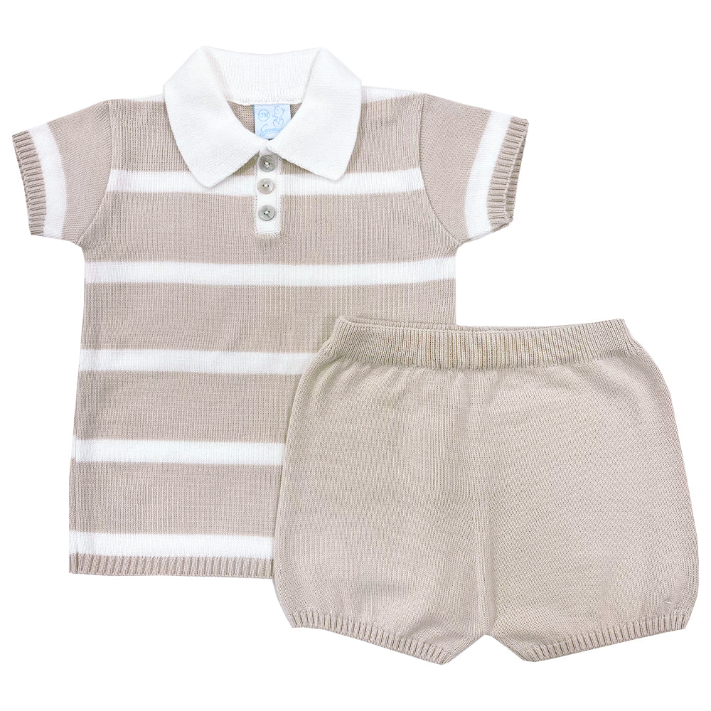 Granlei Stripe Polo Shirt Set Natural