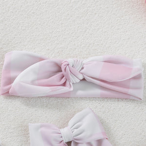 Meia Pata Check Bow Headband Pink