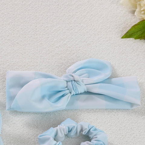 Meia Pata Check Bow Headband Blue