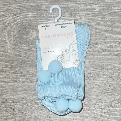 Carlomagno Pom Pom Ankle Socks Blue
