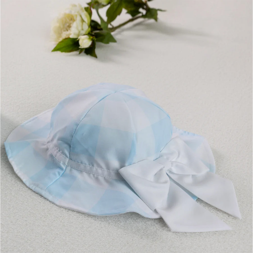 Meia Pata Check Bow Hat Blue