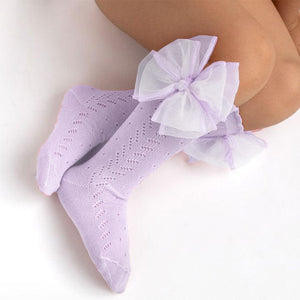 Meia Pata Knee Sock with Organza Bow Lilac