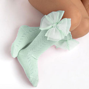 Meia Pata Knee Sock with Organza Bow Mint