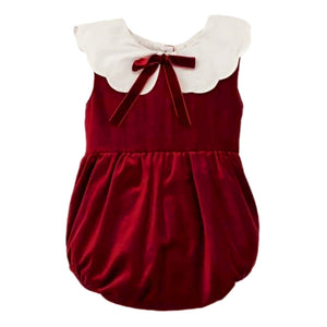 Phi Clothing Velvet Romper Red