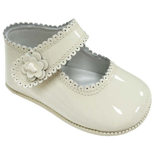 Pretty Originals Flower Strap Soft Sole Cream Patent