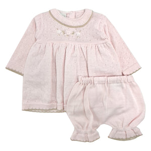 Pretty Originals Knitted Dress & Bloomer Outfit Pale Pink