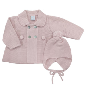 Granlei Pompom Cardigan and Hat Dusky Pink