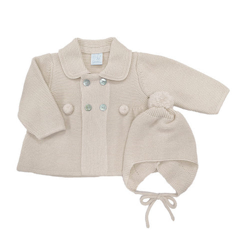 Granlei Pompom Cardigan and Hat Natural