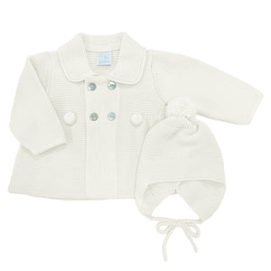 Granlei Pompom Cardigan and Hat Cream