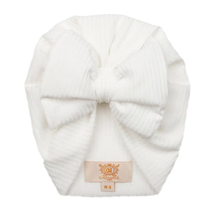 Caramelo Stripe Padded Bow Turban Ivory