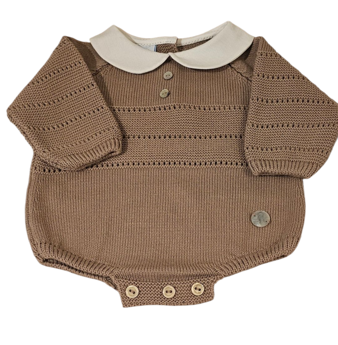 Granlei  Chocolate peter pan collar romper