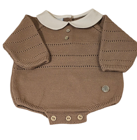 Granlei  Chocolate peter pan collar romper