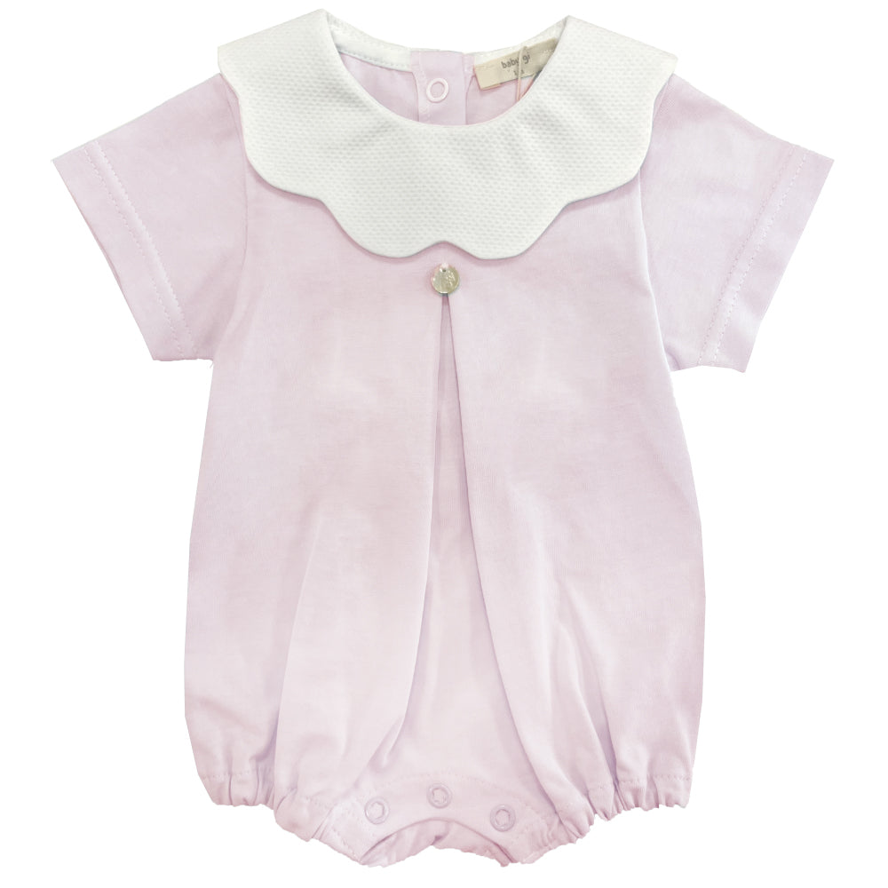 Baby Gi Cotton Frill Collar Romper Pink/White