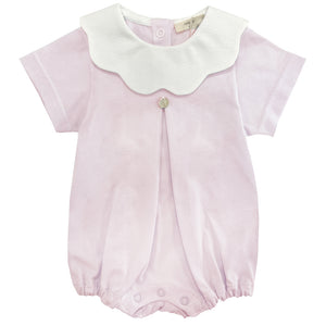 Baby Gi Cotton Frill Collar Romper Pink/White