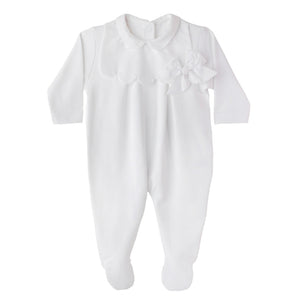 Baby Gi Cotton Frill Bow Front Sleepsuit White