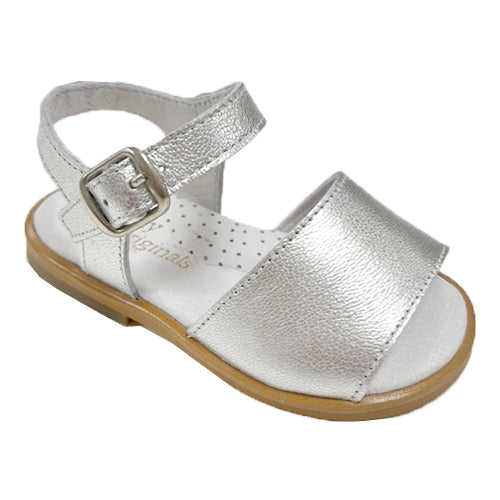 Pretty Origionals Leather Strap Silver Sandals