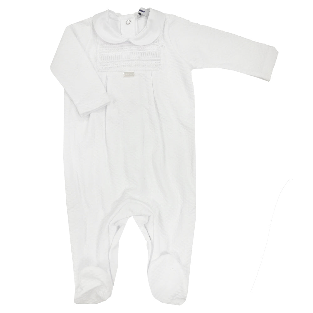 Babidu Peter Pan Collar Sleepsuit White