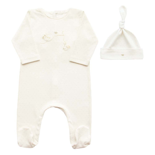 Adriana Mae Sweet Wait Sleepsuit and Hat Cream