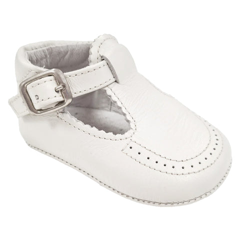 Pretty Originals Leather T-bar Soft Sole White