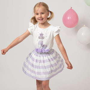 Caramelo Diamonte Light House Striped Skirt Set Lilac