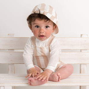 Caramelo Candy Stripe Dungaree Set Beige