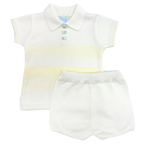 Granlei knitted Stripe shorts Set Lemon