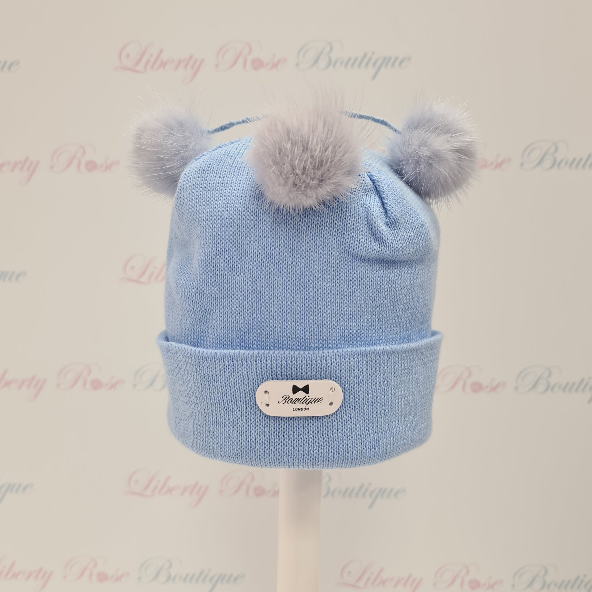 Bowtique London 3 Pom Hat Blue