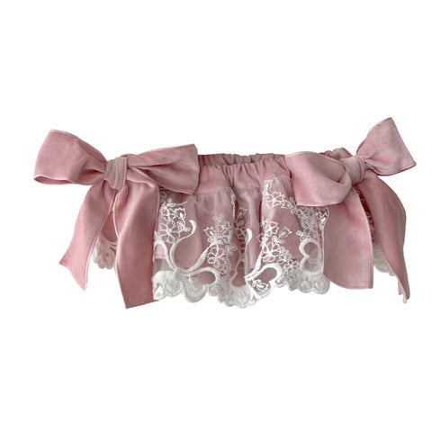 Phi Lace Bow Knickers Pink
