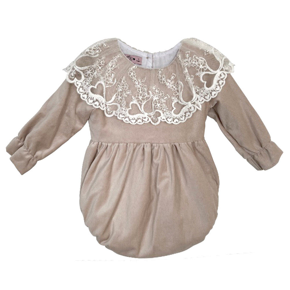 Phi Lace Romper Beige