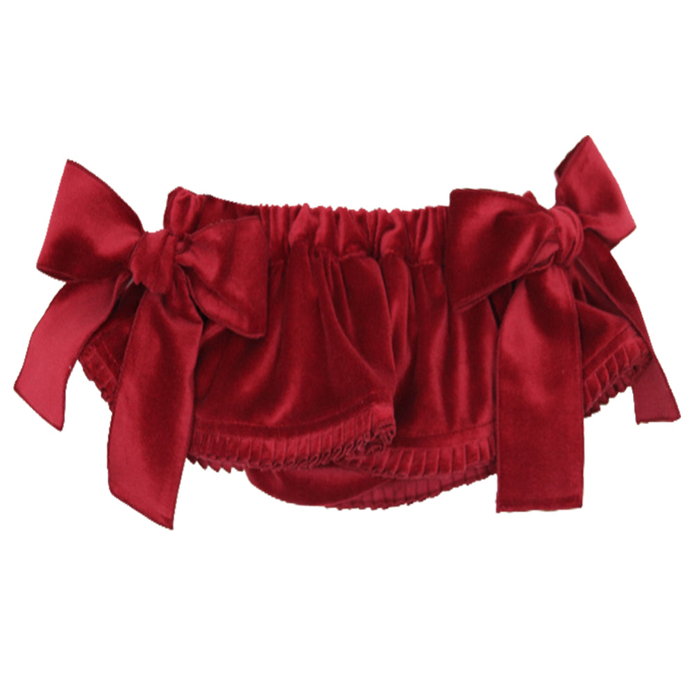 Phi Velvet Pleated Bow Knickers Wine Red